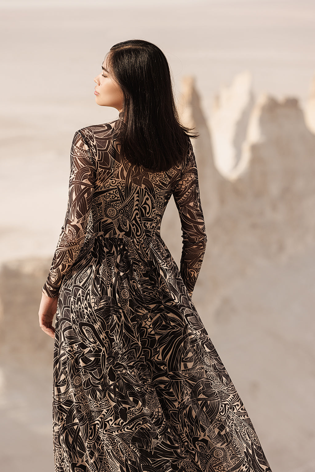 GN-AW Dress Mash Black Print L