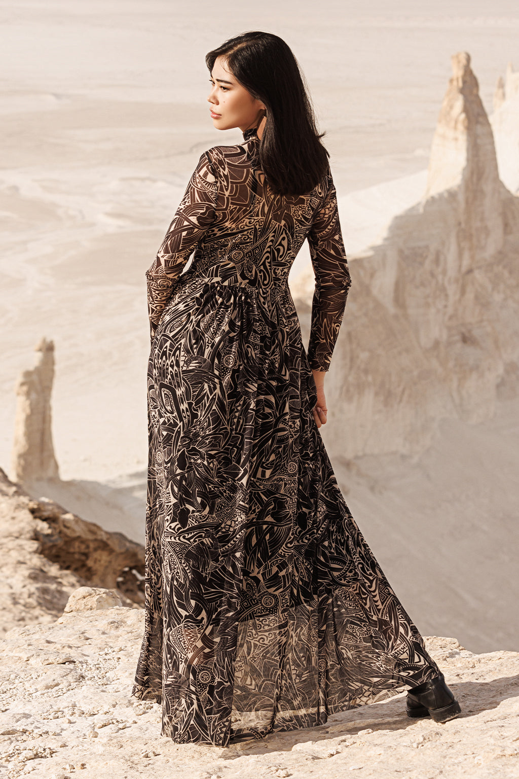 GN-AW Dress Mash Black Print L