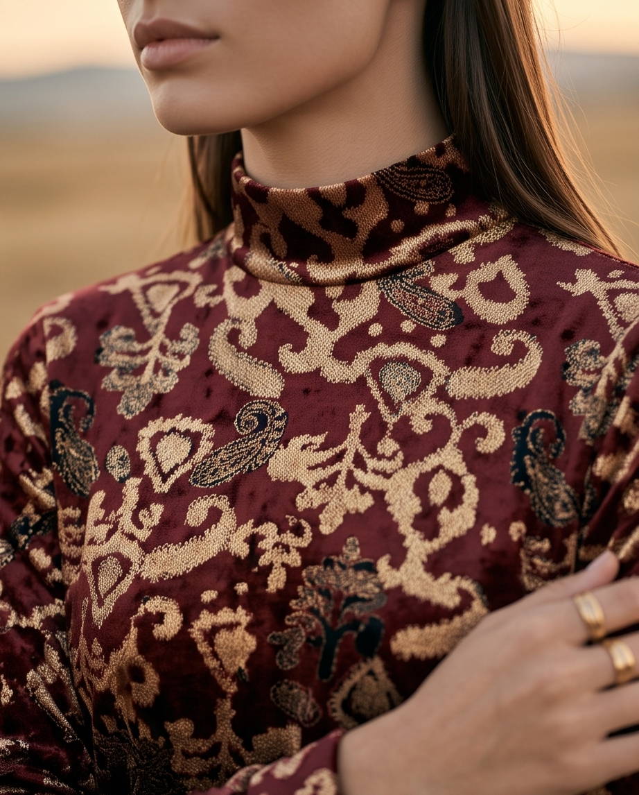 Stretch Blouse - Golden Wine