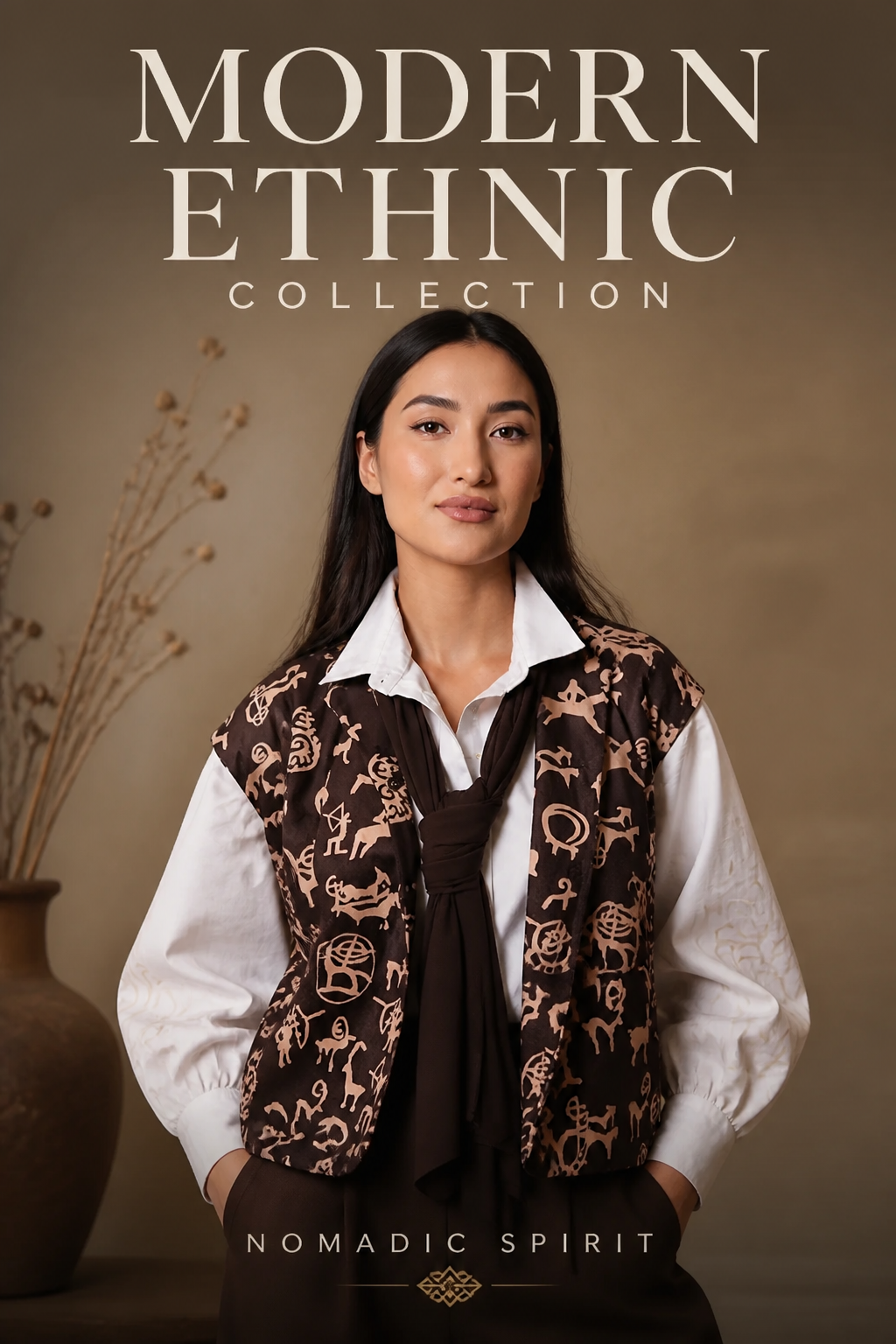 Sleeveless Vest - Brown