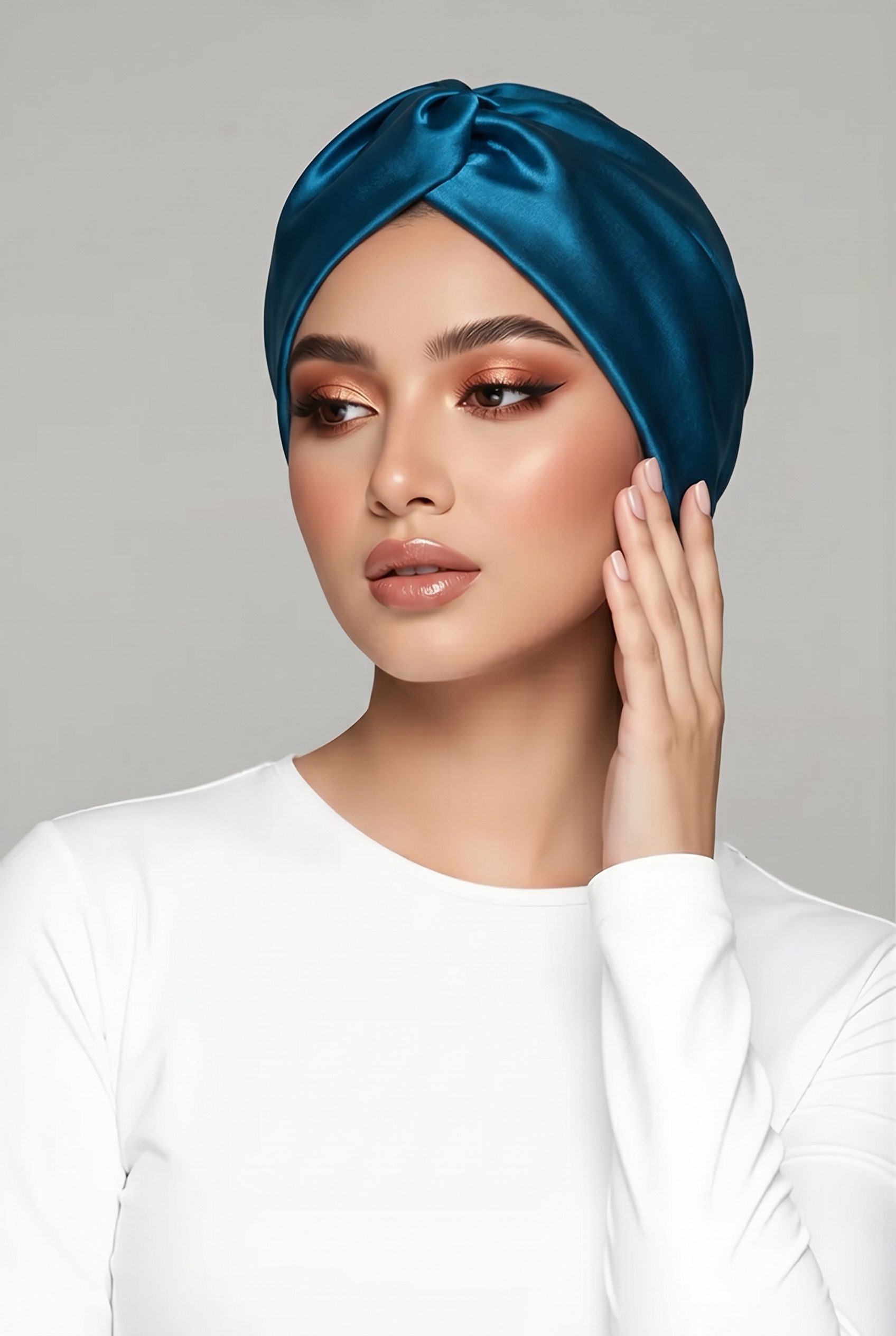Marine Blue Turban with Twisted Knot