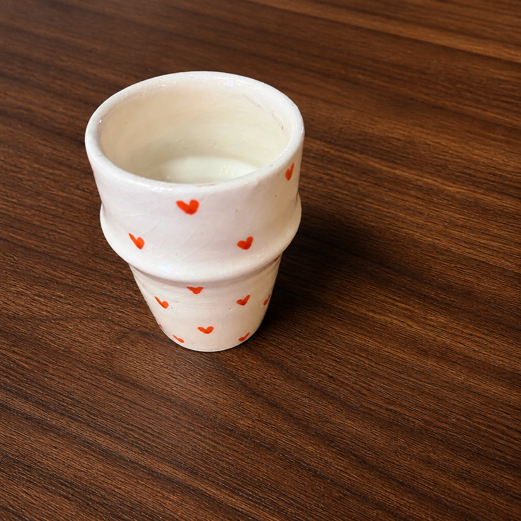 Ribbed Ceramic Mug with Hearts