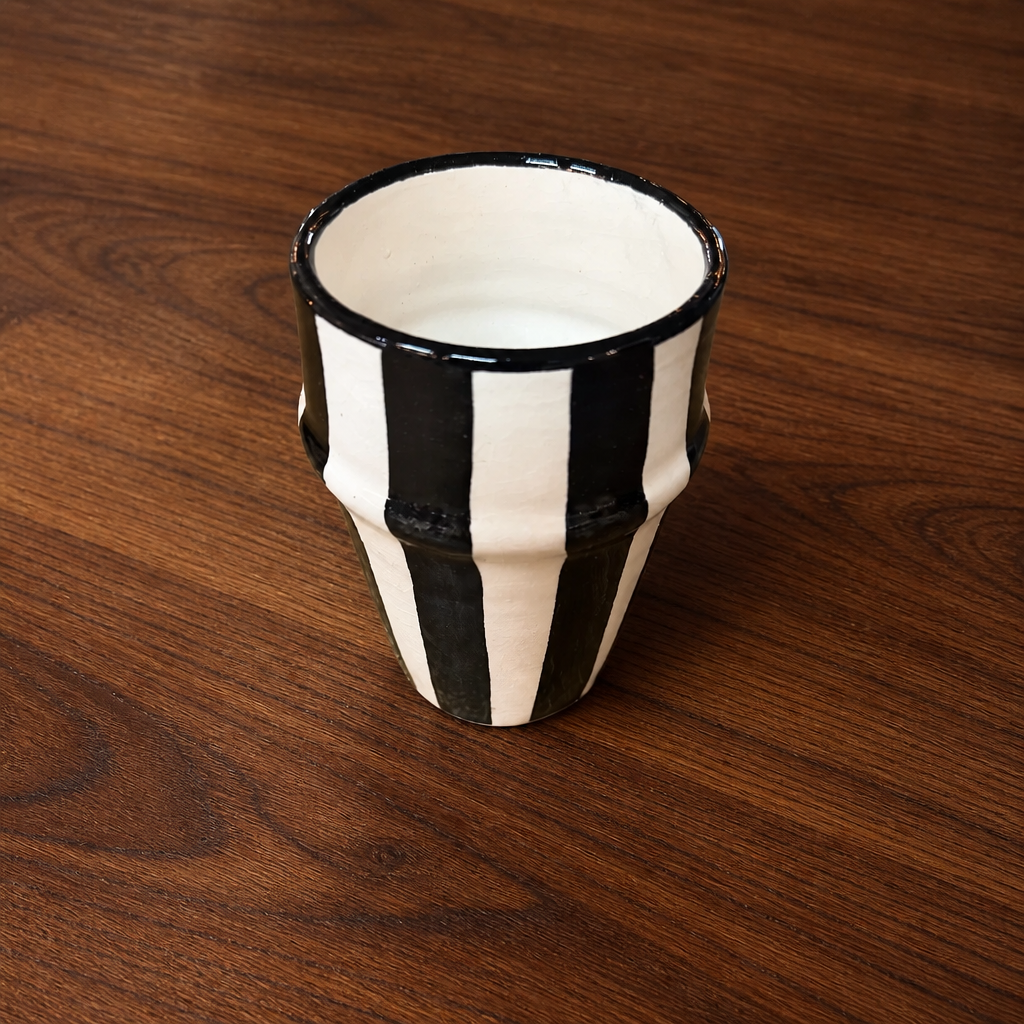 Striped Ceramic Mug - Black & White