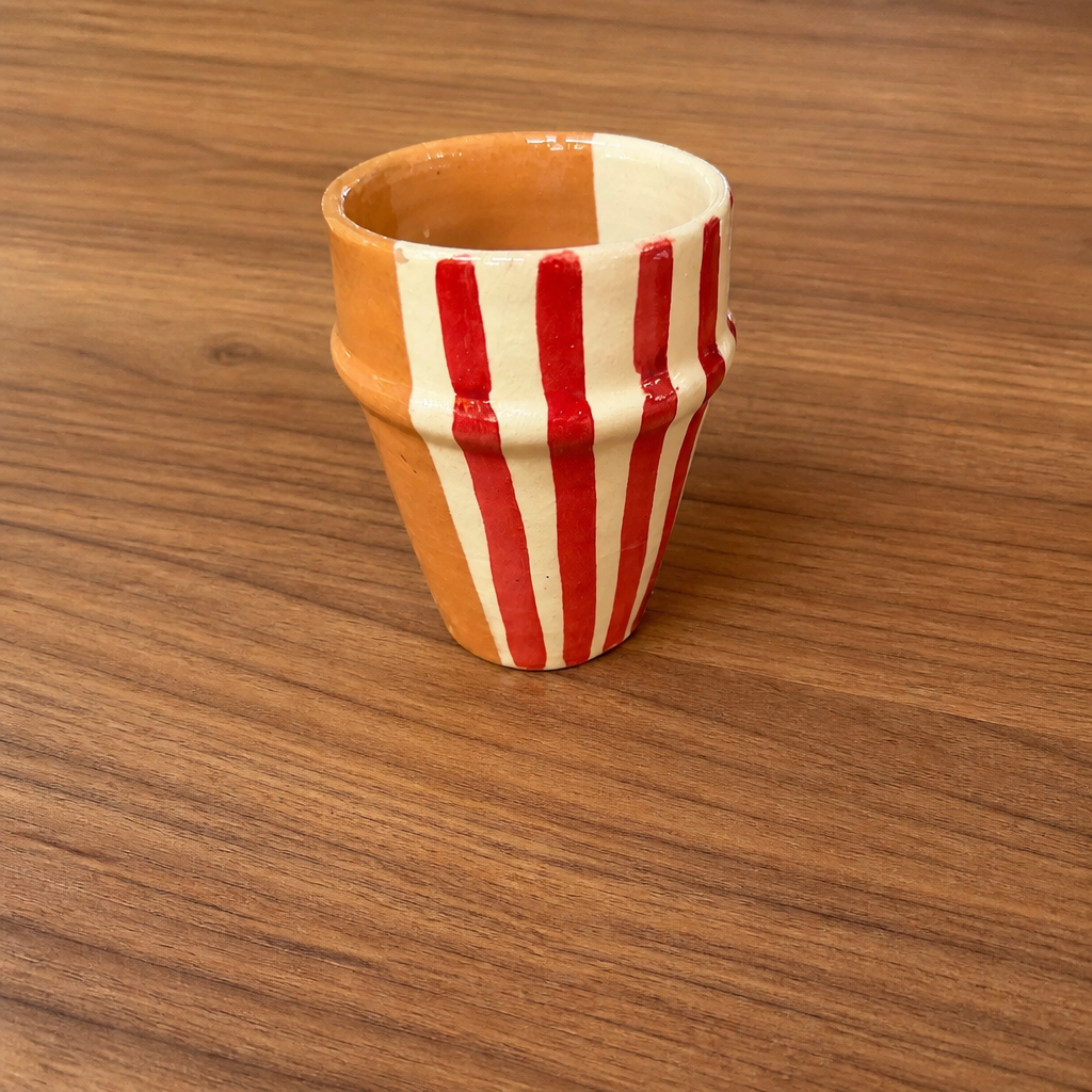 Striped Ceramic Mug - Red & White