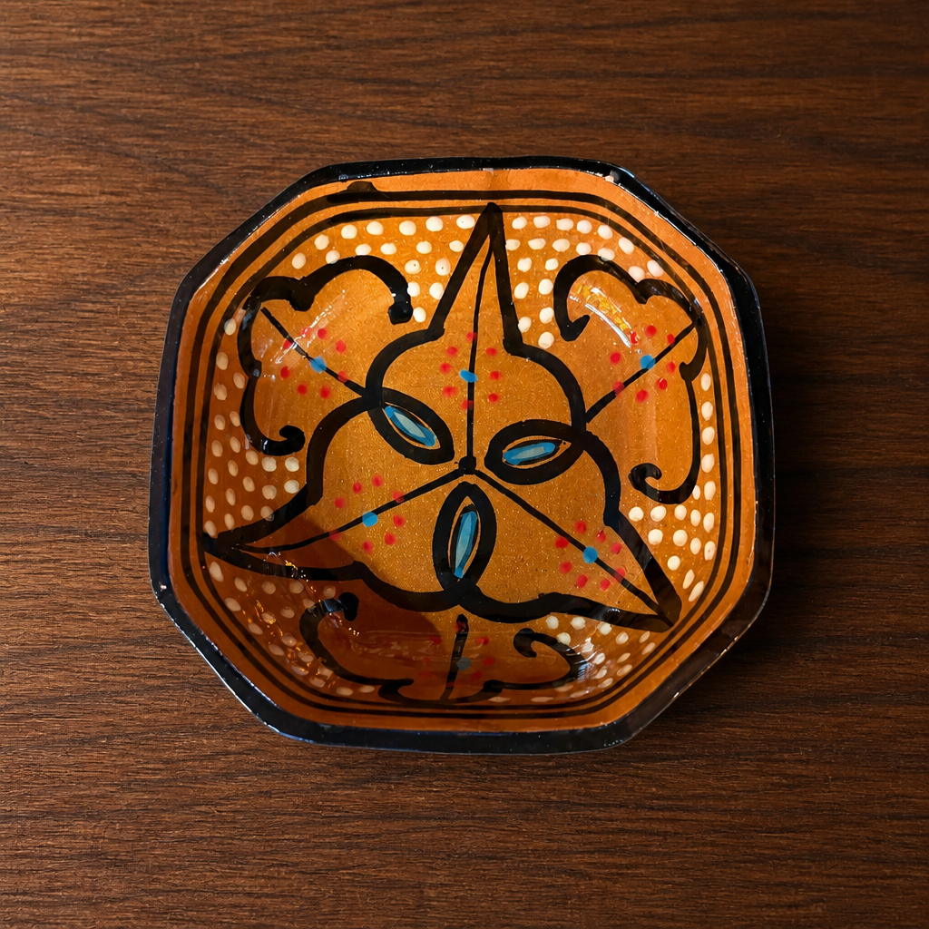 Yellow Handprinted Squared Bowl