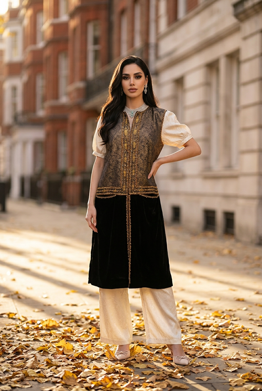 Sleeveless Cape - Jacquard