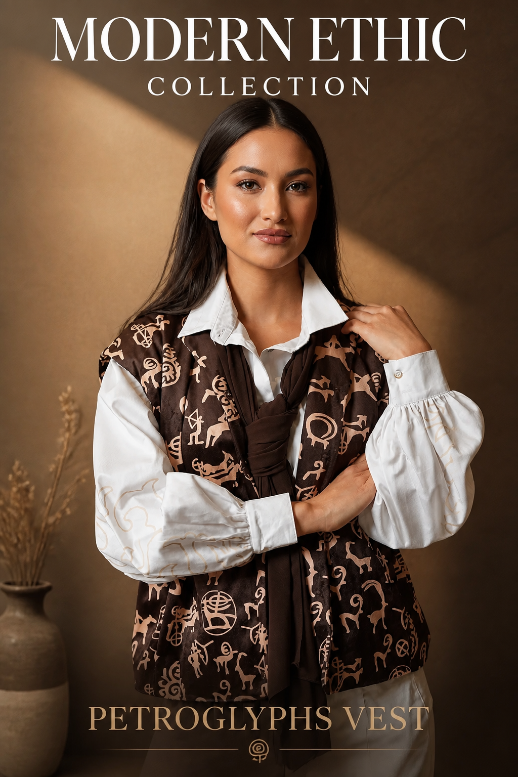 Sleeveless Vest - Brown