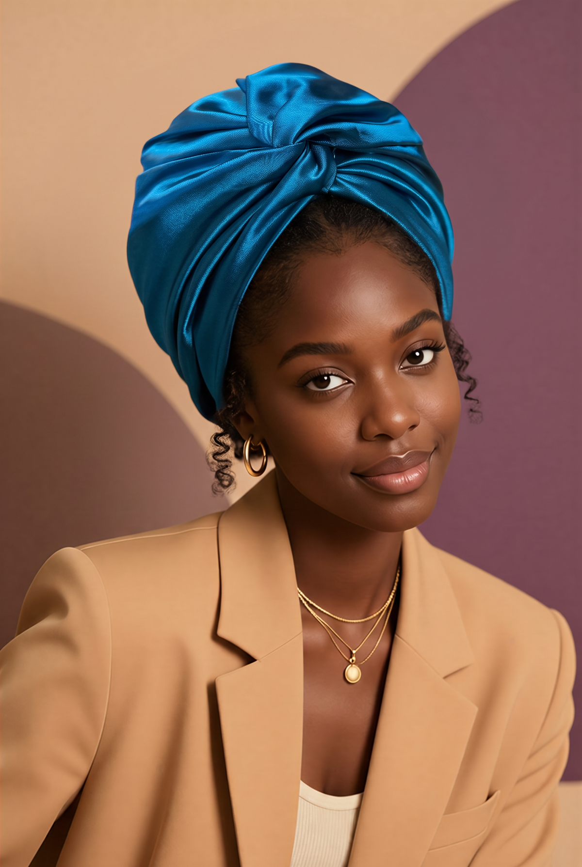 Marine Blue Turban with Twisted Knot