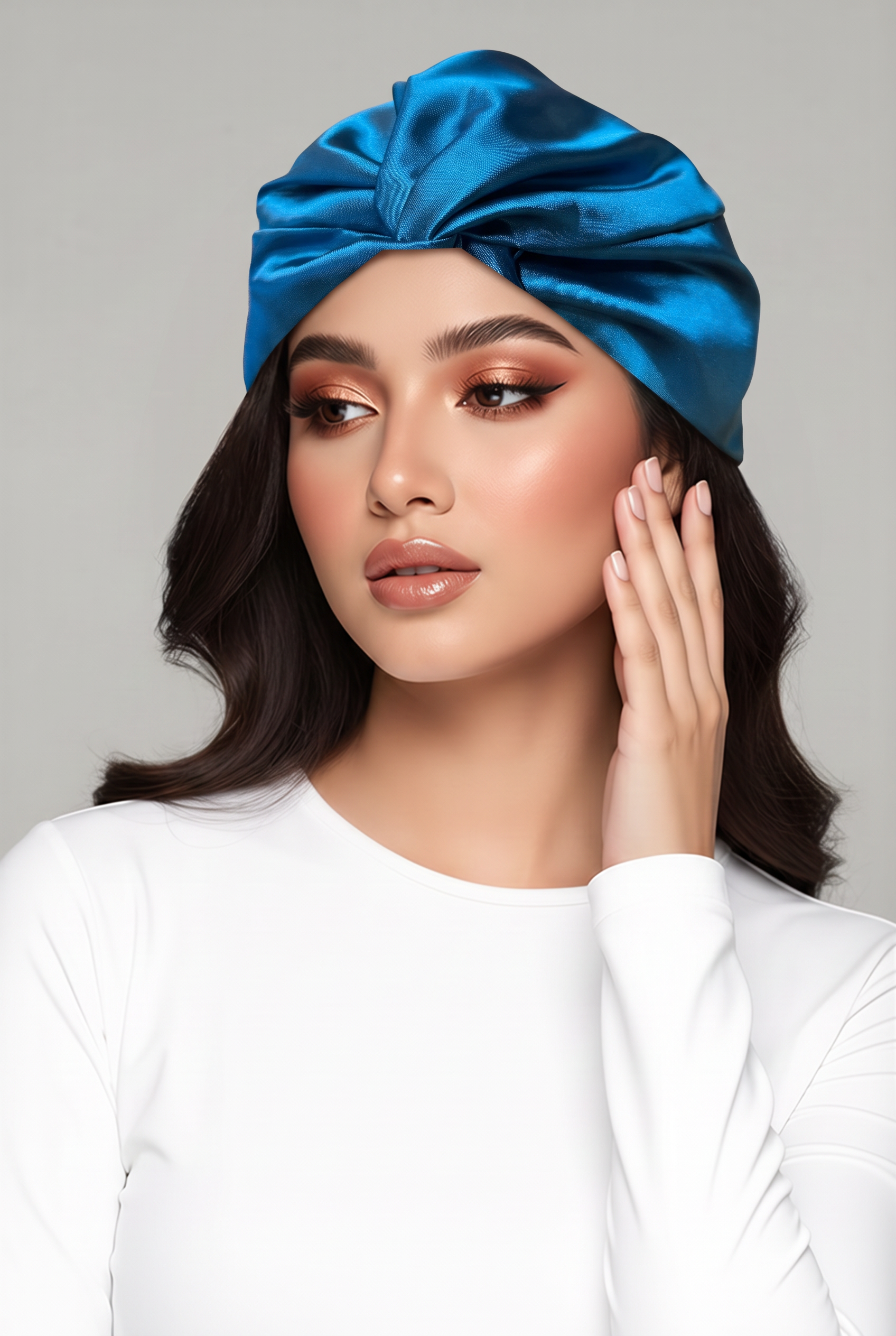 Marine Blue Turban with Twisted Knot