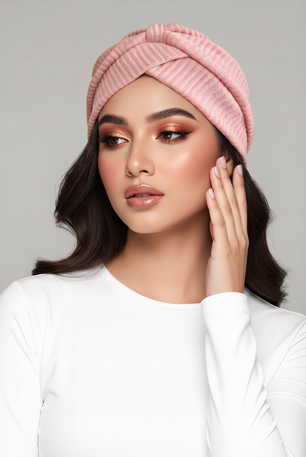 Soft Pink Turban with Twisted Knot