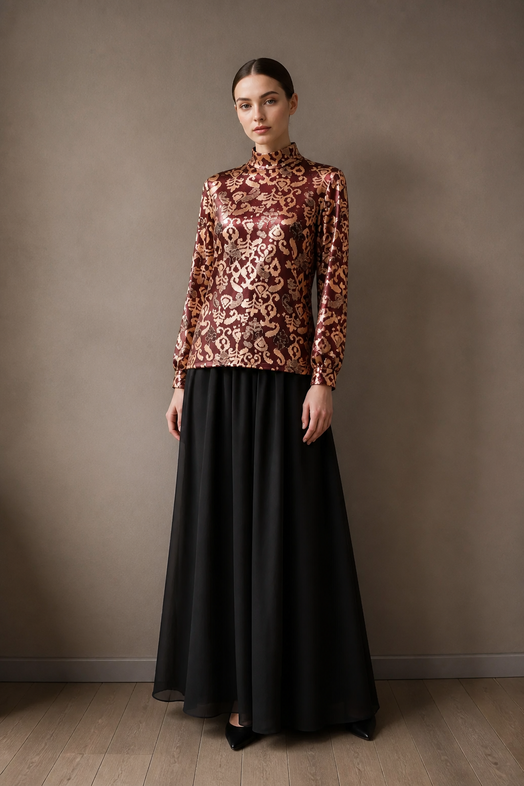Stretch Blouse - Golden Wine