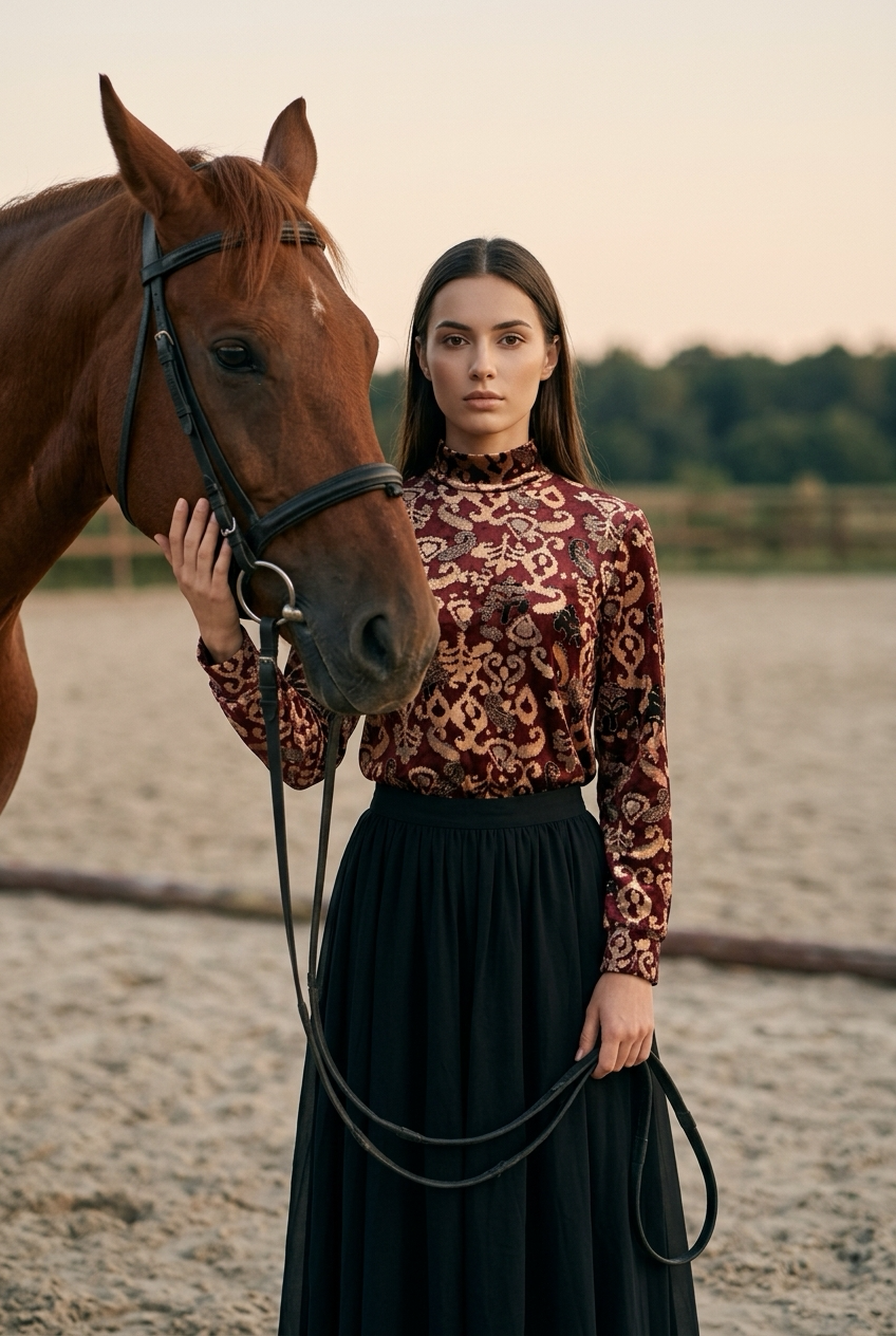 Stretch Blouse - Golden Wine